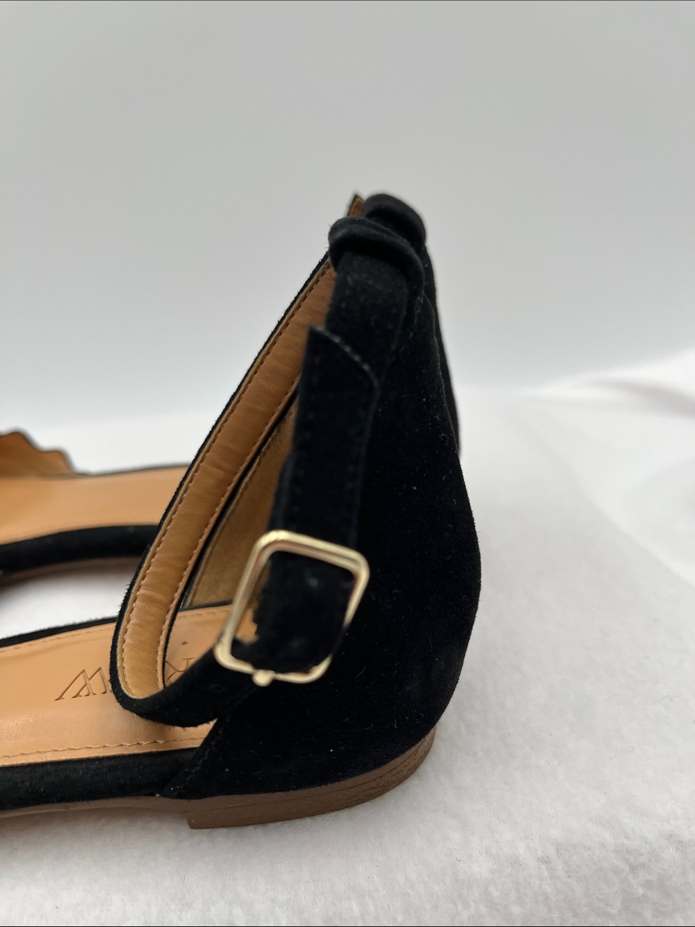 J. Crew Black Scalloped Pointed Ankle-Strap Flats - Picture 6 of 10